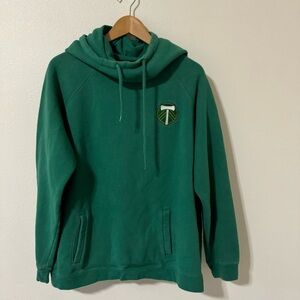 Portland Timbers Mitchell & Ness Embroider Spellout Funnel Neck Hoodie Green-2XL